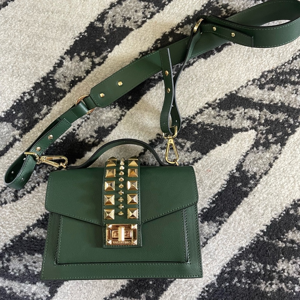 Green and gold studded Valentino Crossbody Bag